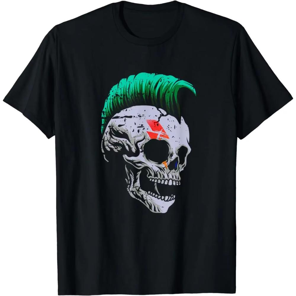 Hardcore Punk Rock Skull Mohawk Heavy Metal Acid Rock T-Shirt