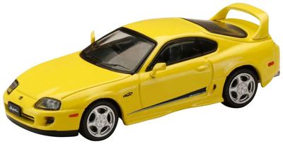 HJ64 Toyota Supra RZ Genuine Option Equipped Car with Active Spoiler Parts Super Bright Yellow Finished Product 1/64 (JZA80)