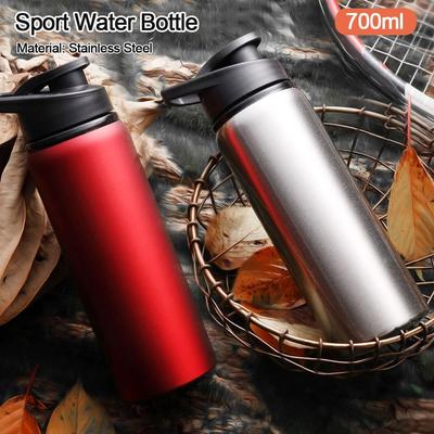 700ml Metal Water Bottle Stainless Steel Bicycle Water Bottle Straight Drinking Outdoors Sports Travel Kettle