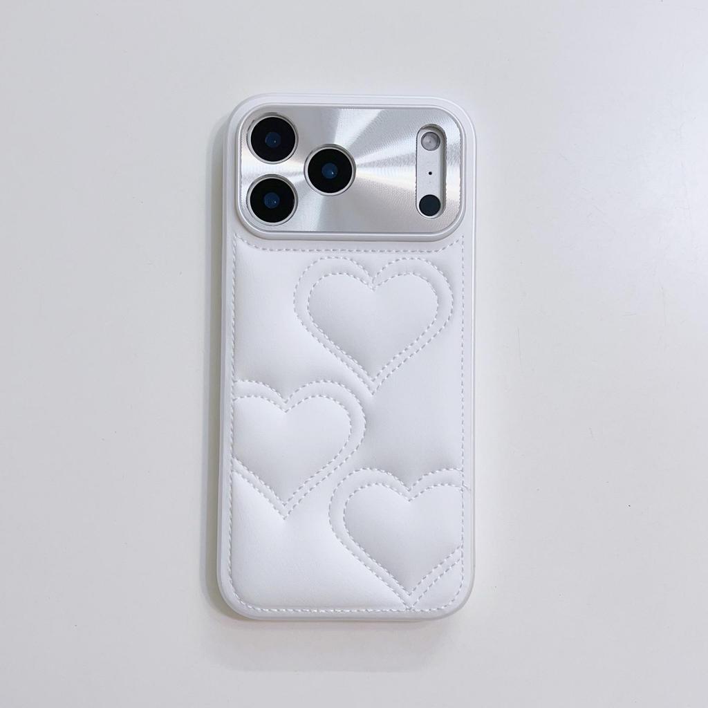Love Heart French Style iPhone 17 Pro Max Full Coverage Protective Case with Anti-Fall Lens