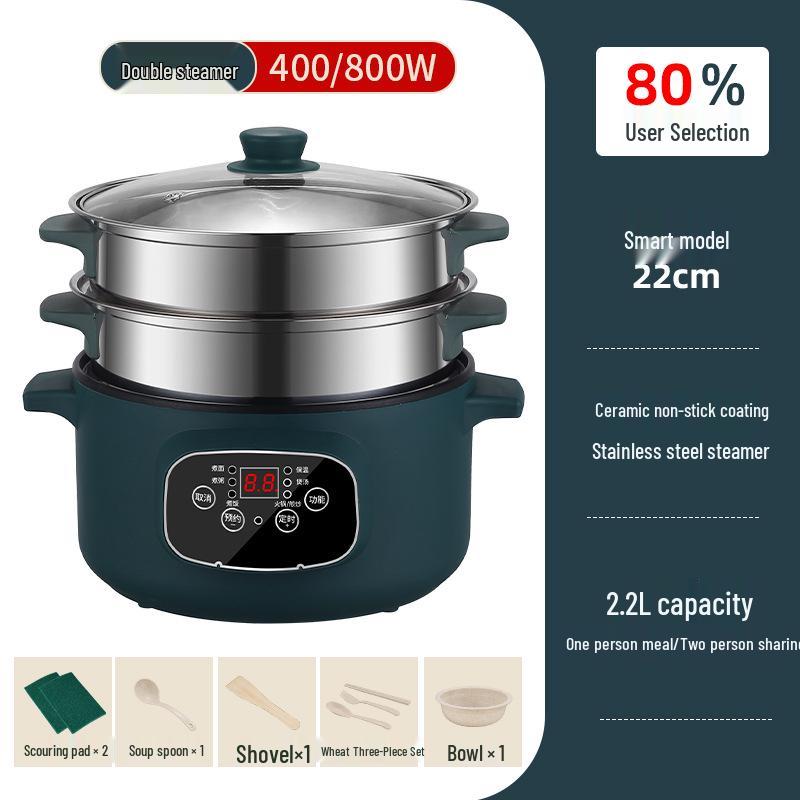Multi-Functional Electric Cooker: Hot Pot, Stir-Fry, and Noodle Maker for Dorms and Bedrooms