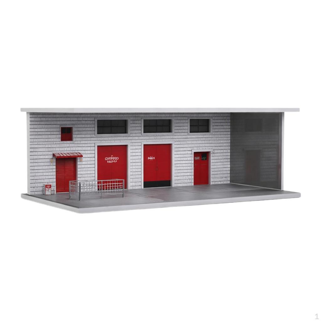 1/64 Model Car Display Case Miniature Street Scene with LED Lights for Sports