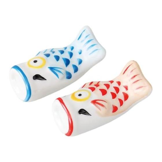 Chopstick Rests, "Koinobori" (Carp Streamer) Design, Ceramic, Mino Ware, Made in Japan, Set of 2