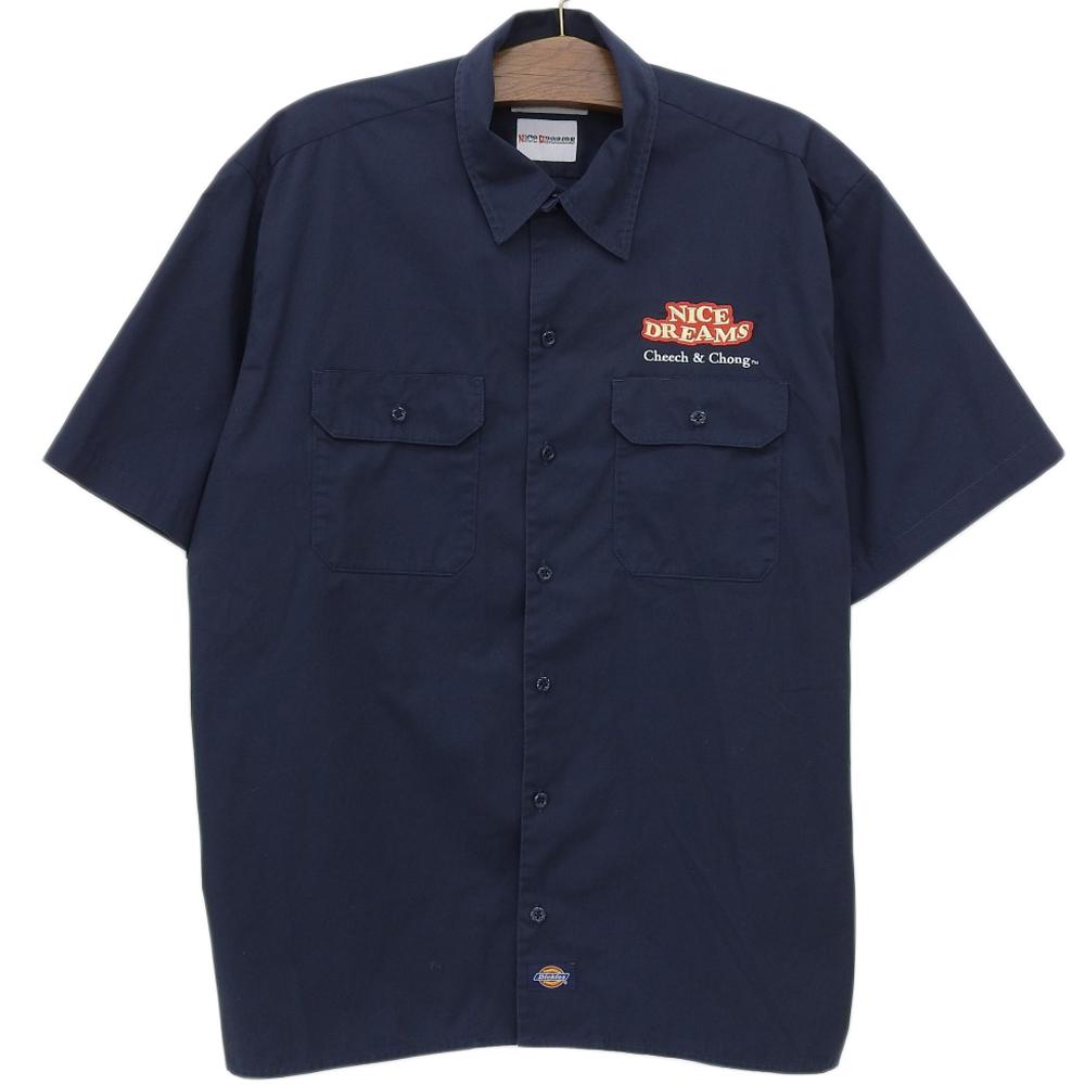 WACKO MARIA Logo Embroidered Work Shirt, Men's, Navy, Size L tops L NavyUsed