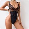 Lace Patchwork Cross Back  See Through Jumpsuit Underwear
