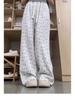 2025 Petite High-Waisted Floral Straight-Leg Summer Pants for Women - Floor-Length, Loose Slimming Fit