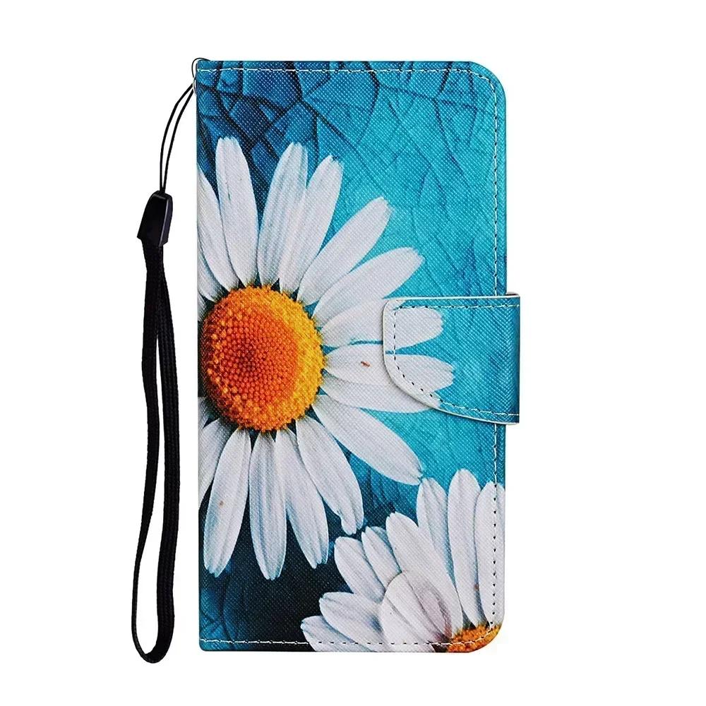 Leather Flip Phone Case For Samung Galaxy A10S A20S A20E A20 A30 A21S A22 A23 A24 A25 Flower Painted Wallet Card Holder Cover