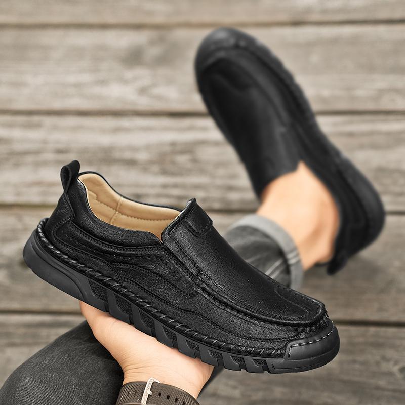 38-46 Retro Cow Leather Shoes Men Loafers Handmade Casual Leather Shoes Moccasins Men Flats Shoes