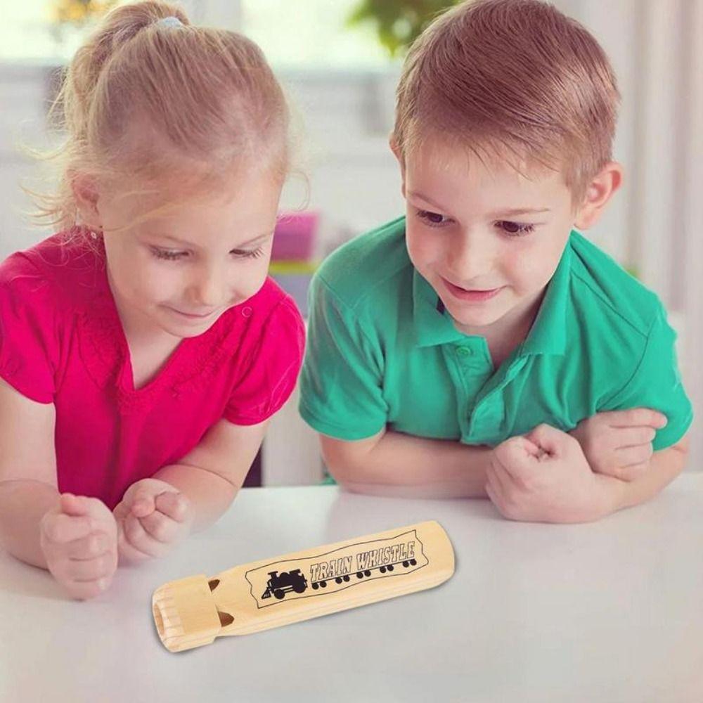 

Cartoon Train Pattern Wooden Train Whistle Smooth Surface Cartoon Train Pattern Musical Toy