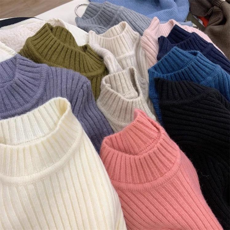 

Детский мягкий вязаный свитер - Топ с полувысоким воротником однотонный для мальчиков и девочек (Осень зима) 100 cm