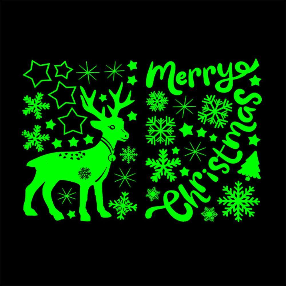 Glow In The Dark Christmas Window Wall Stickers Snowflake Window Glass Stickers  Xmas
