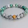 1pc/calming Mind Natural Stone Map stone/African Turquoise/tiger Eye Stone Beaded Elastic Bracelet for Men and Women Soothing