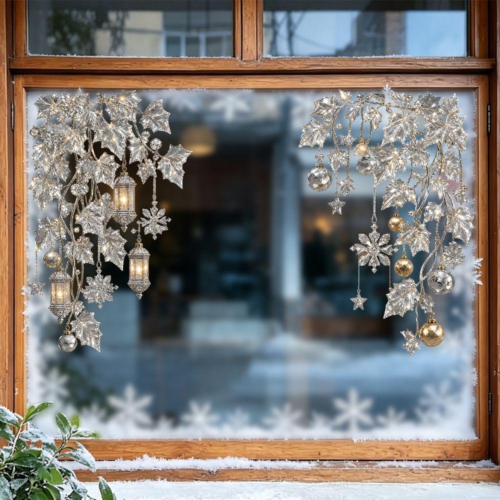 Multicolor Christmas Window Sticker Leaves Flower Vine Christmas Glass Stickers Party Supplies