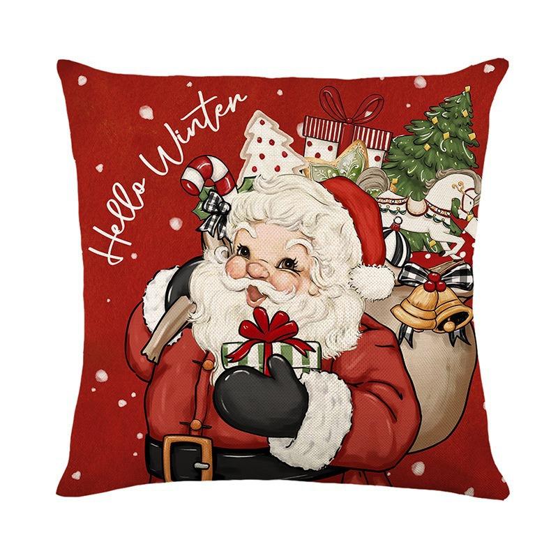 Christmas Series Pillowcases Santa Claus Snowman Holiday Decoration Sofa Pillowcases Linen Pillowcases