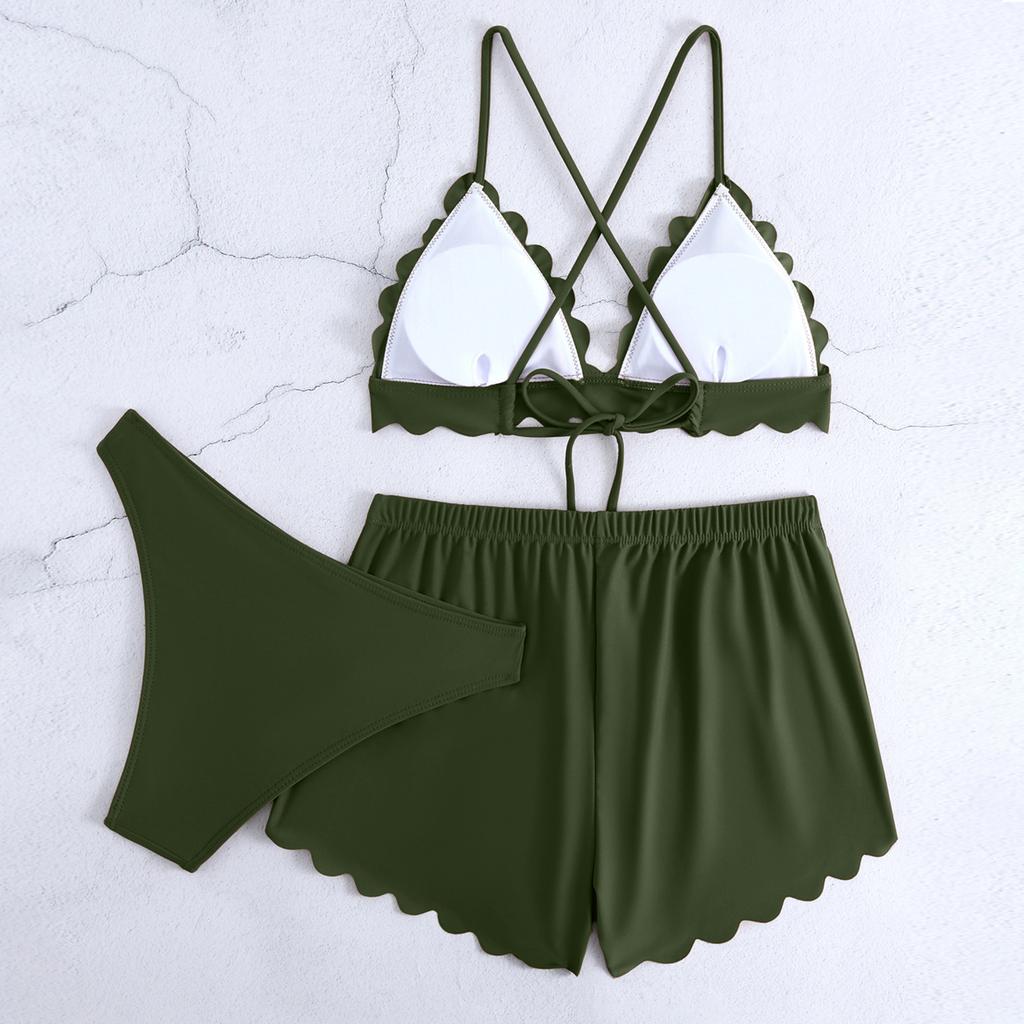 Women's Color Bikini  Swimsuit Swimsuit Three Piece Set