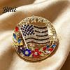 Patriotic Flower Brooch Pin American Flag Blooming Enamel Lapel Pin