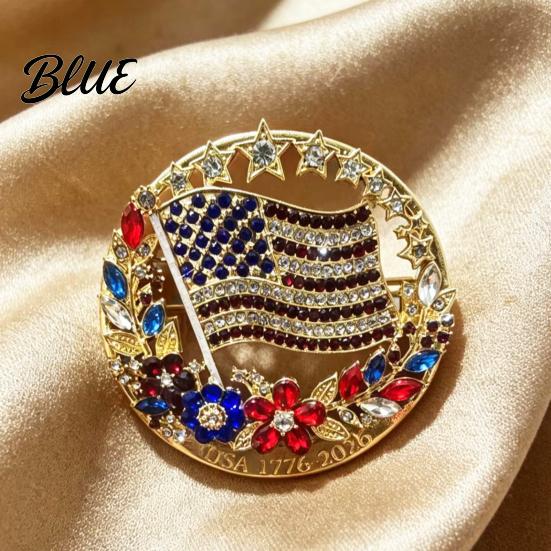 Patriotic Flower Brooch Pin American Flag Blooming Enamel Lapel Pin