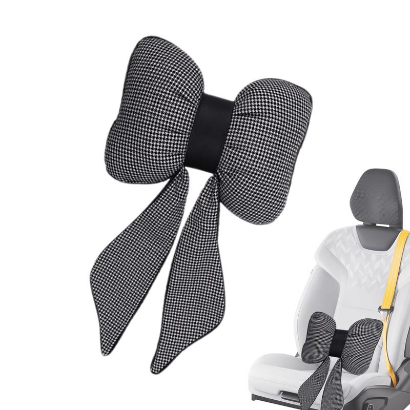 Bow Knot Shape Car Headrest Pillow Cotton Car Seat Headrest Neck Support Seat Pillows Rest Cushion Car Interior Seat Accessory