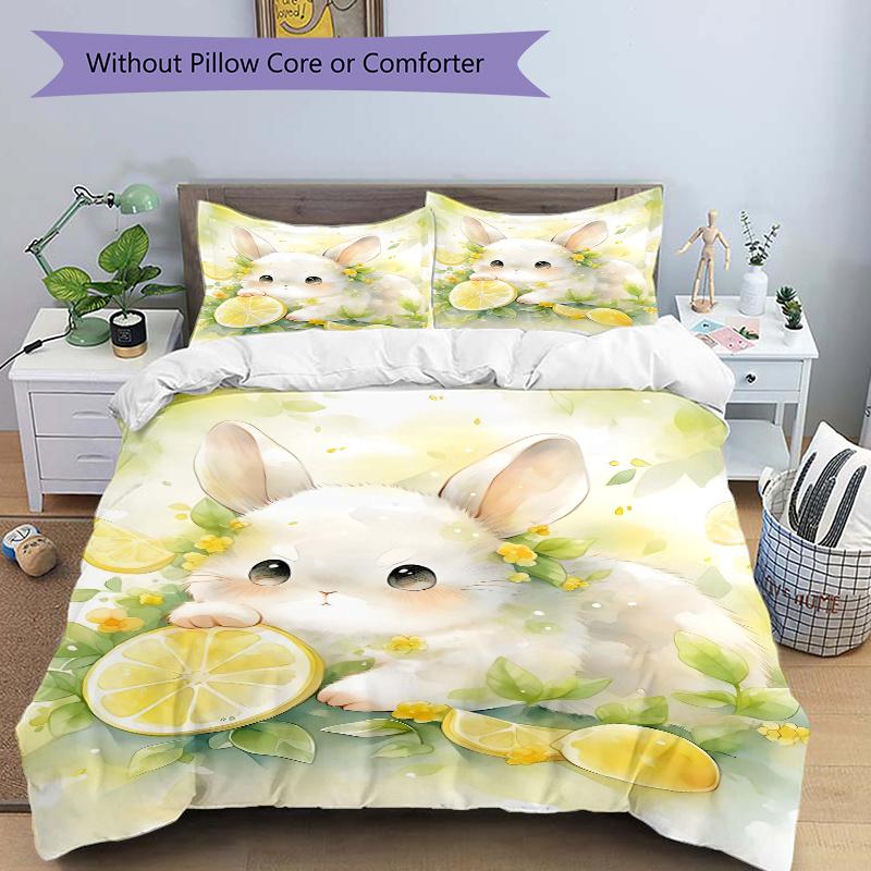 

3pcs Lemons and Small Animal Bedding Set, Including Without Filling, Soft and Comfortable Home Bedroom M067 135x200cm