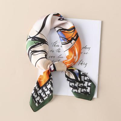 New French Versatile Fashion Sweet Printed Square Scarf Silk Scarf Women'S Versatile Professional Decoration Scarf Tie Bag