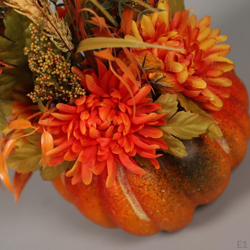 Künstlicher Kürbis mit Blumen-Ornament für Herbsttisch, Heimparty-Gastgeschenk, Dekoration