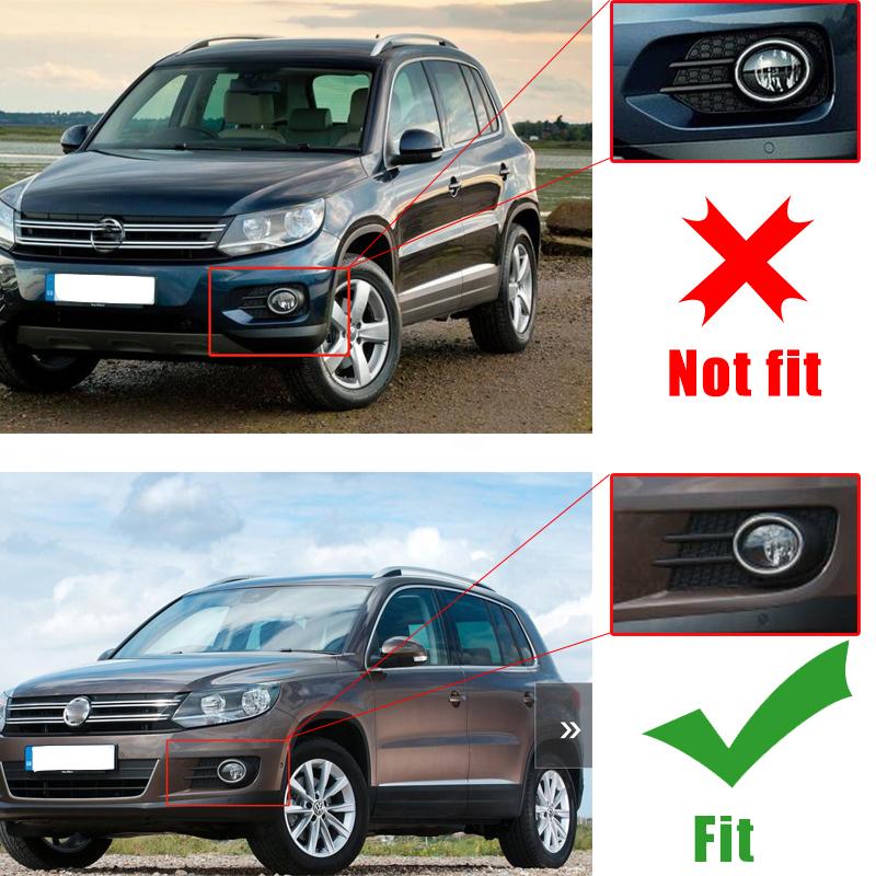 Fog Light Bezel Cover For Volkswagen Tiguan 2012-2018 Front Bumper Lamp Frame With Black/Chrome Ring Car Light Accessories