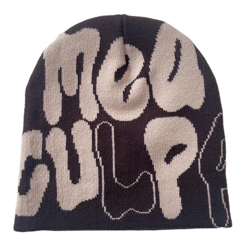 Hot Sell Customized  Adult Fashion Printing Soft Winter Hat Knitted With Letters for Men and Women