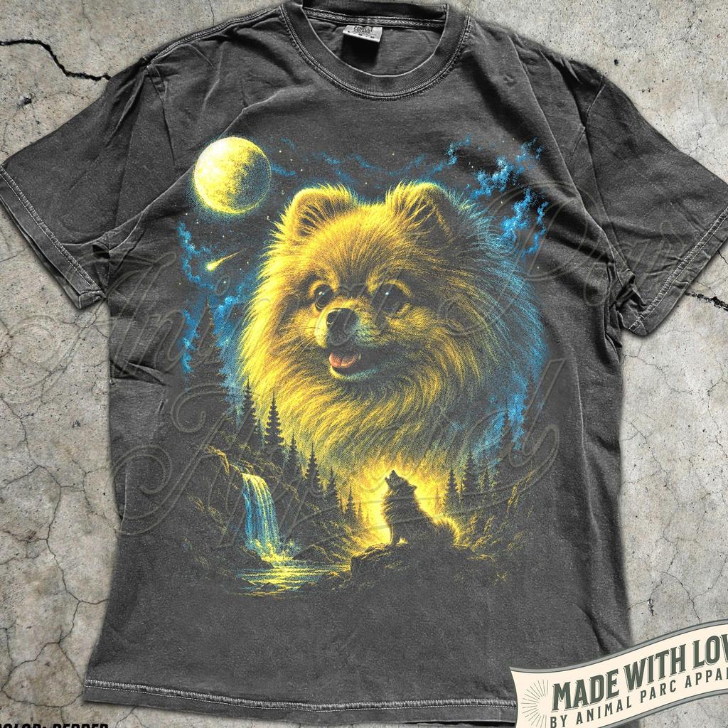 Pomeranian Howling to the Moon Shirt, Vintage Full Moon Animals Tee, Funny Retro Dog Graphic Tee, 90s Animal Shirt, Pomeranian Mom Gift