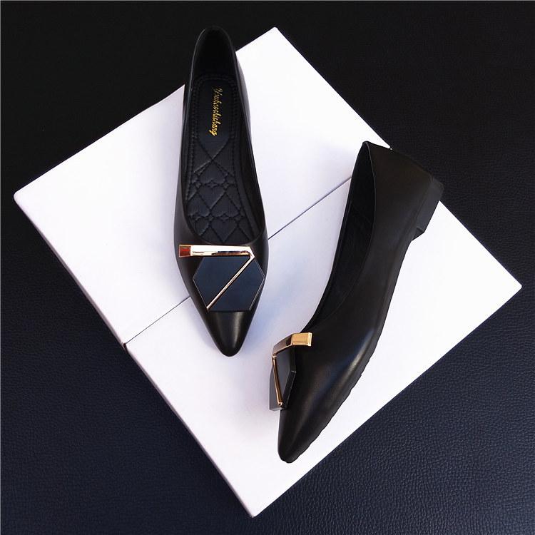 Ladies Footwear Pointed Toe Office Black Slip-on Women's Flat Shoes Cheap Liquidation A Popular Shoe Comfortable and Elegant Non