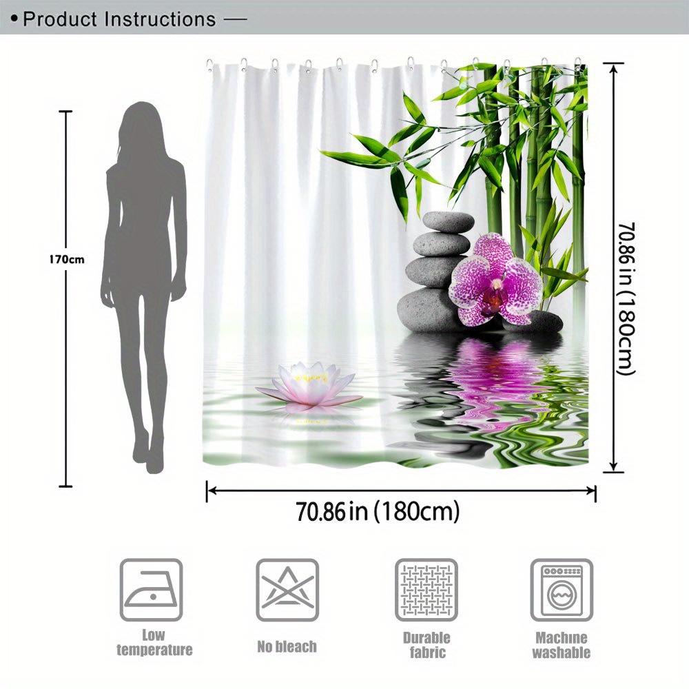 Serenity Zen Garden Shower Curtain for a Tranquil and Relaxing Bathroom, Featuring a Harmonious Design of Bamboo Leaves,