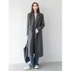 High-End Grey Extra Long Suit-Style Women's Trench Coat - Autumn/Winter 2025 New Popular British Retro Overcoat