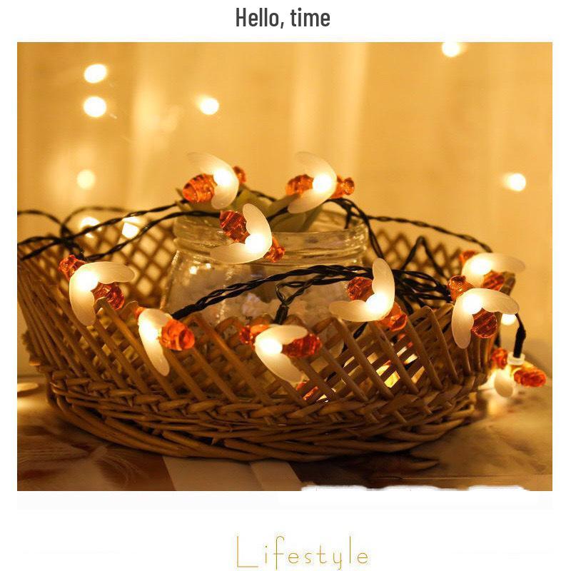LED Solar Little Bee Waterproof Outdoor Fairy String Lights for Holiday Courtyard Decoration