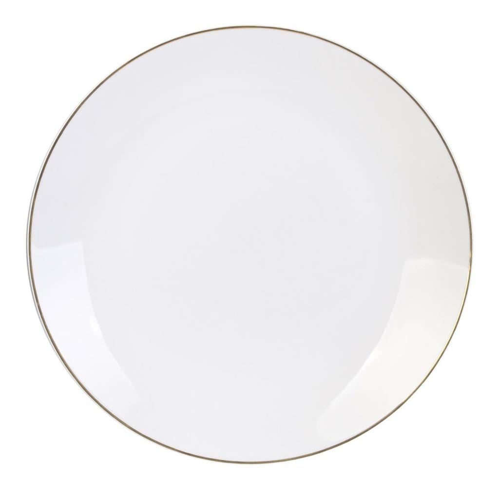 Pearl Gold WHITE DINNER PLATE 27 GOLD STRIP