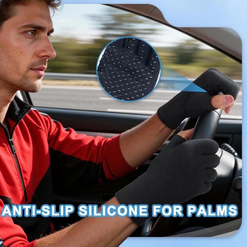 Guanti Compressivi Senza Dita Con Punti Antiscivolo in Silicone Sottili Elastici Per Mani Per Adulti Uso Quotidiano Lavoro Guida Digitazione e Artigianato Uso Primaverile