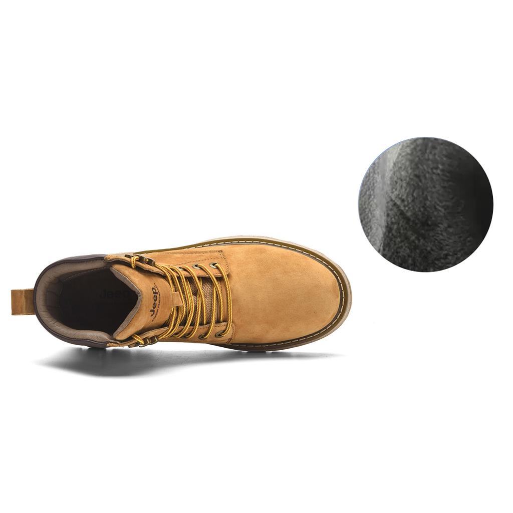 Jeep Slip-Resistant Wear-Resistant Warm Thick British Style Short Tube Fleece Martin Boots Men boots Dark-Yellow P340911117
