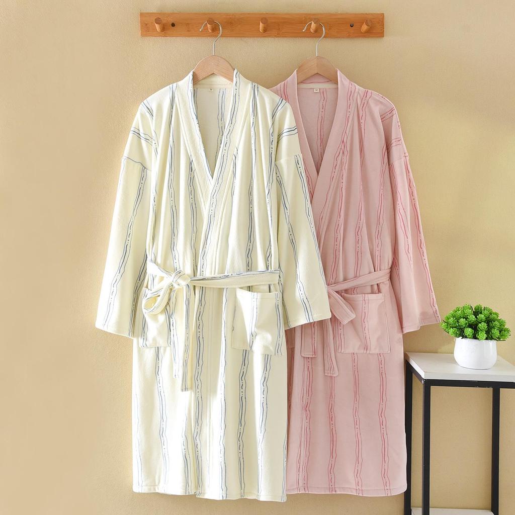Sea Island Women's Plus Size Fleece Robe: Velvet Thickened, Long Sleeve, Warm Pajamas for Spring, Autumn, Winter