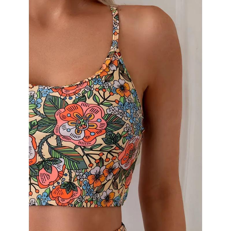 Nouveau Maillot de Bain Bikini Sexy Bikini Imprimé Taille Haute Maillot de Bain à Fente pour Femmes