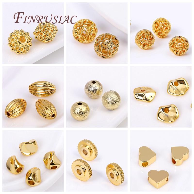 2 Sizes 18K Gold Plated Irregular Spacer Beads,High Quality Metal Beads For Bracelets Beading Beads DIY Jewelry Making Findings