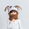 M size Kids Girls Boys Cartoon Hat Scarf Thicken Plush Cap Children Winter Fleece Hat Neck Warmer