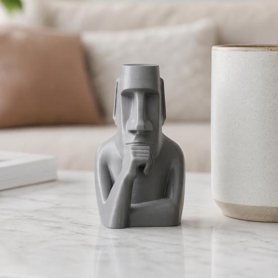 Yousheng Moai Thinker Statue, 3D Printed Creative Thinker Figurine, Fun Moai Statue Ornament for Home Office Desk Shelf Decoration