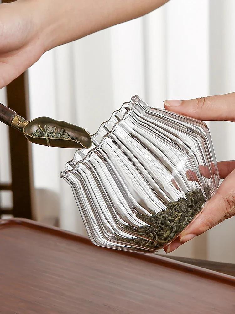 Tea Jar Flower Tea Jar Glass Sealed Jar Coffee Bean Jar Household Tea Bin Kitchen Storage Jar Through Storage Bottle