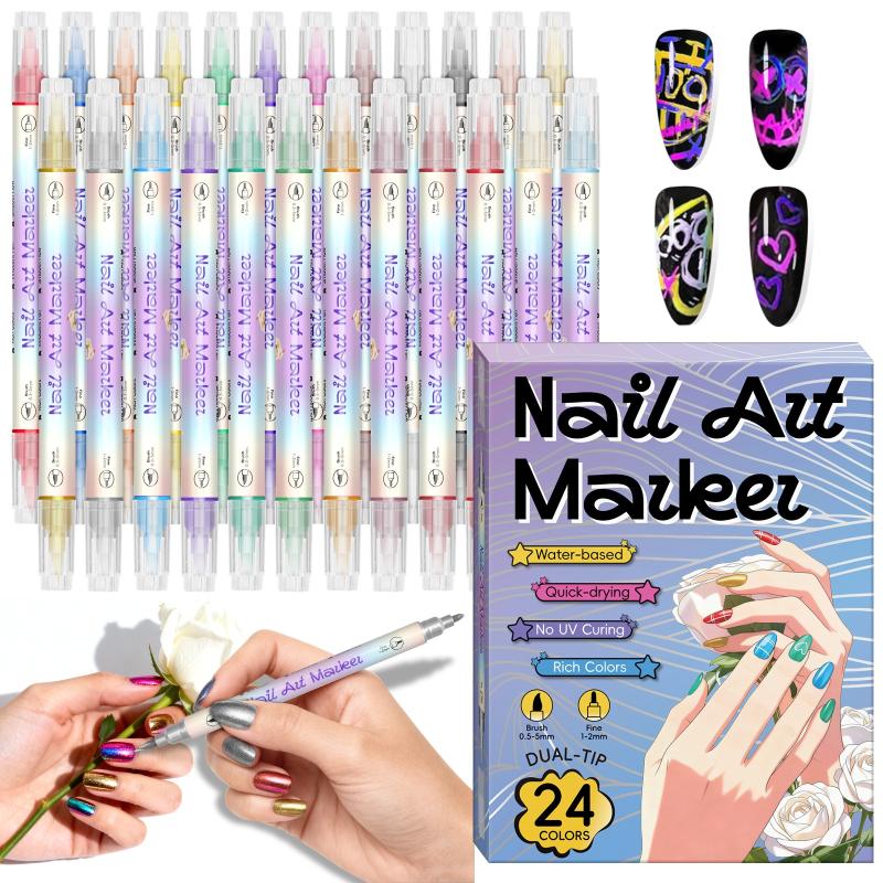 12/24 Color Nail Art Pens 0.5Mm Nail Polish Pens Drawing Painting Point Liner Painted Pen Kit