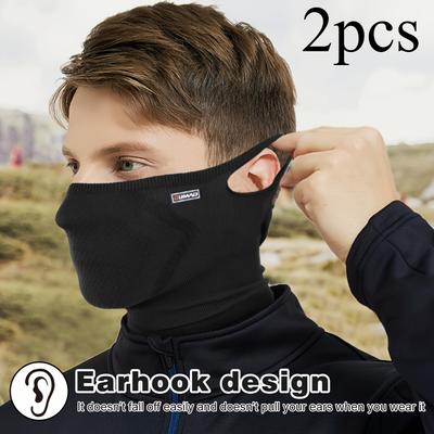 2pcs Windproof Half Face for Men & Women - Ear-Hanging, Sports-Friendly, Breathable Knit Fabric, Ideal for Cycling, Running & Outdoor Activities