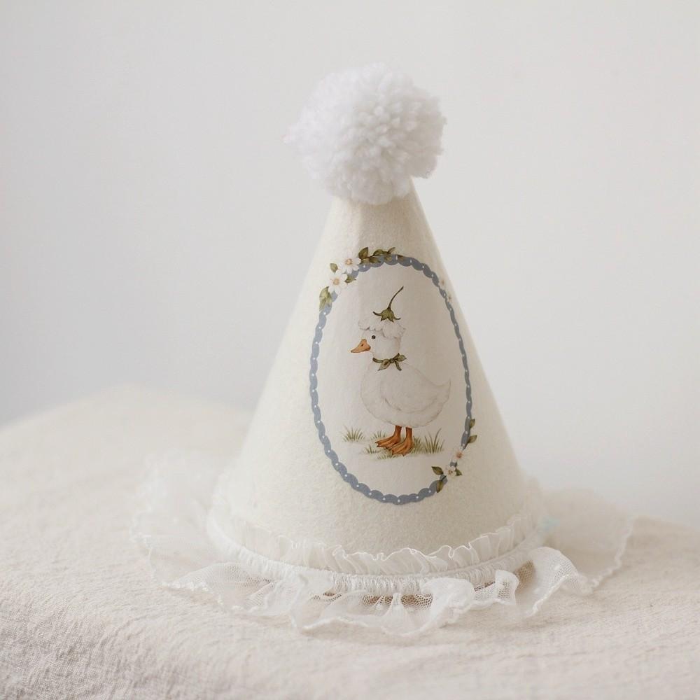 Cute Headwear Birthday Hat Lace Photo Props Birthday White Hat Princess Style Flower Blue Hat Girls
