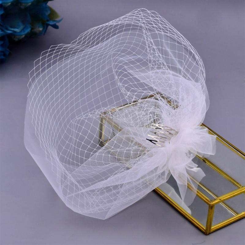 Double Layer Tulle Wedding Veil Adjustable Comb Lightweight Bridal Face Cover For Dresses