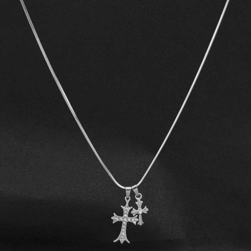 Minimalist Cross Pendant Necklace For Men Women Hip Hop Fashion Jewelry Accessories 45cm