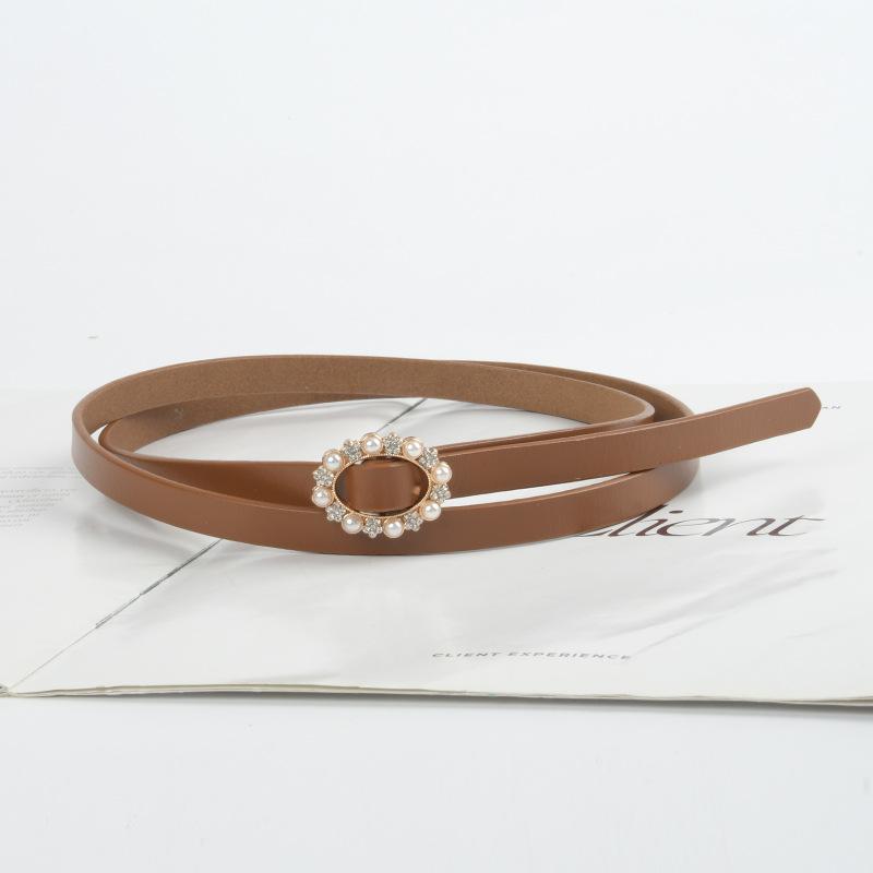 A Slim Belt for Women with Inlaid Pearls, A Simple, Hole-free, Knotted Belt Paired with Casual Pants and A Dress for Women