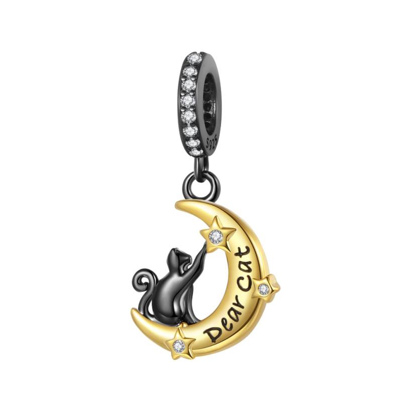 Cute Cat Dogs Charms Fit Fashion Original Bracelets Pet Paw 925 Silver Bulldog Schnauzer Akita Dog Beads DIY Jewelry Making
