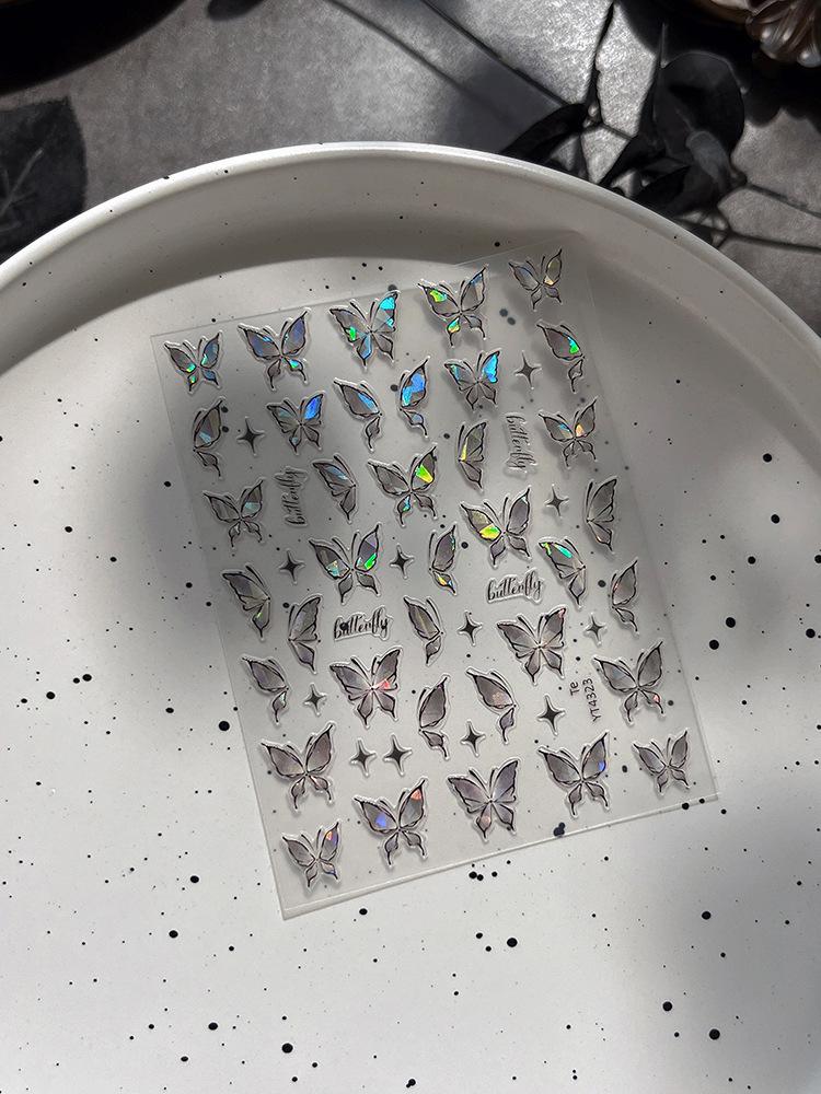 

YITU Переливающиеся наклейки для ногтей «Бабочки и звезды» с клейкой основой (YT4323)