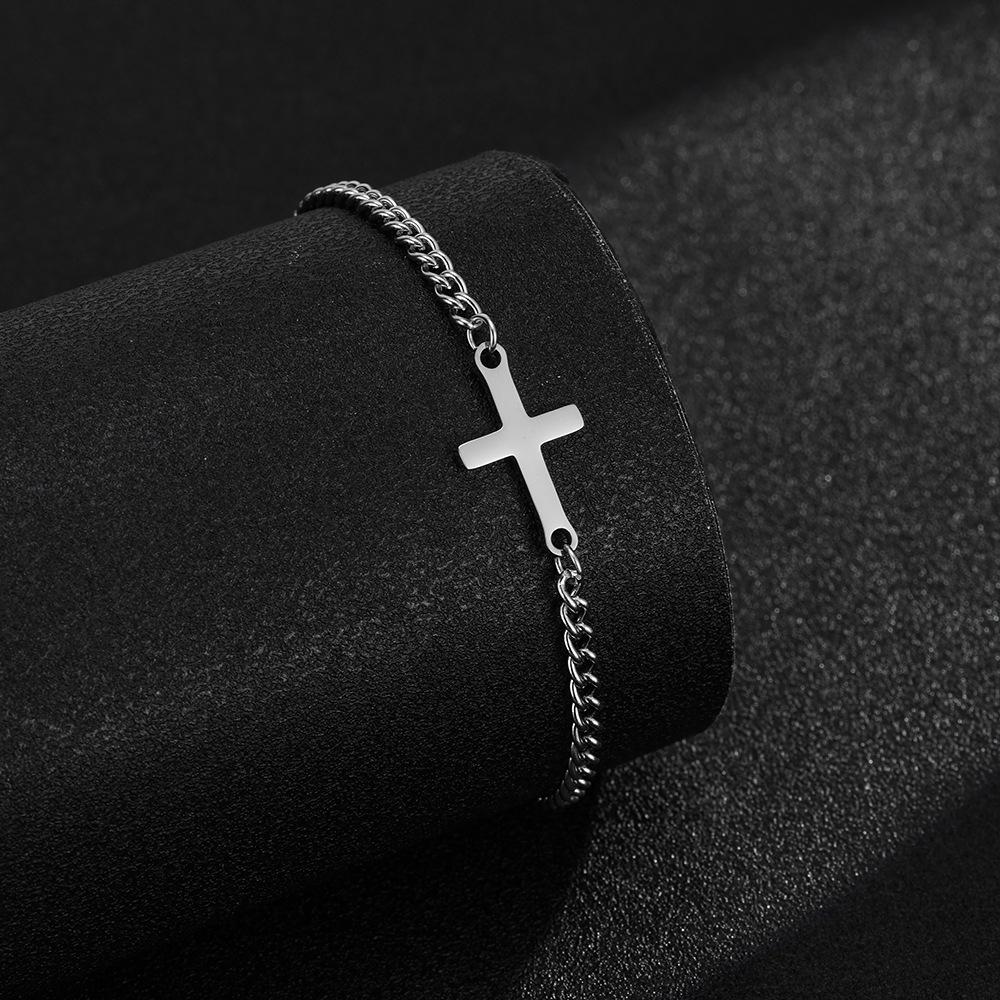 Elegant Gold Cross Stainless Steel Bracelet for Couples